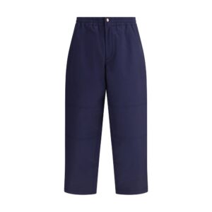 Blue Cotton Casual Pants